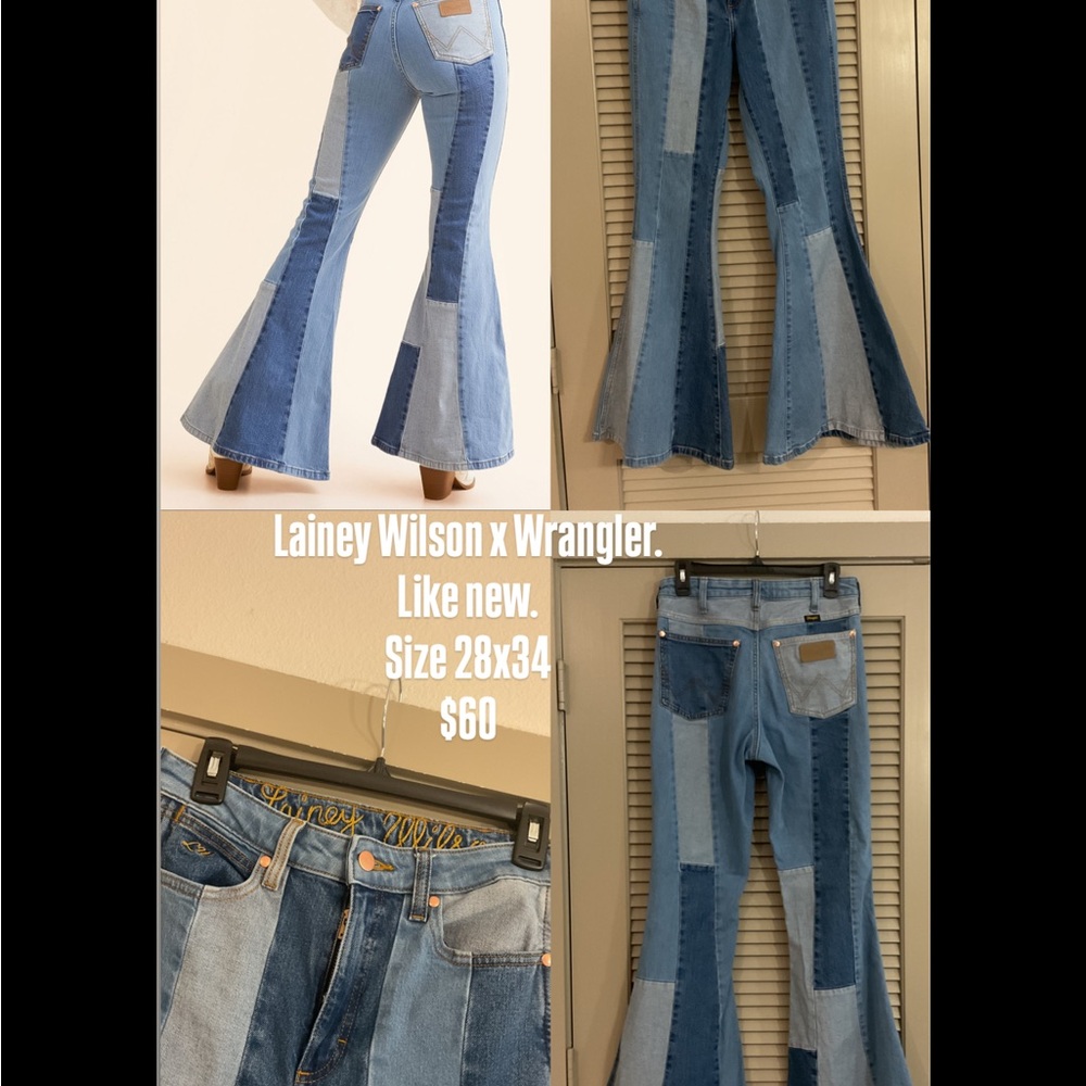 Lainey Wilson Wrangler Women's Blue Patchwork Flare Jeans